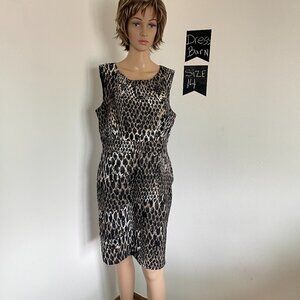 Dress Barn Animal Print Sleeveless Scoop Neck Sheath Dress size 14